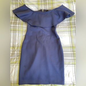 Midi dress, off shoulder, zip up back,navy blue, SIZE XS, worn once,Guess brand.